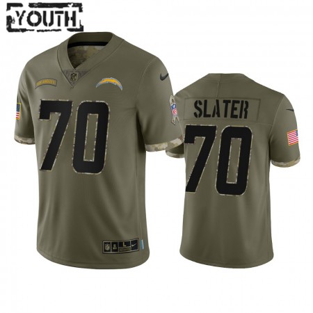 Maillot Enfant Los Angeles Chargers Rashawn Slater 70 Olive 2022 Salute To Service
